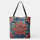 Poinsettia op Blauw Tote Bag (Achterkant)