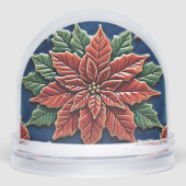 Poinsettia op blauwe kerst sneeuwbol (Voorkant)