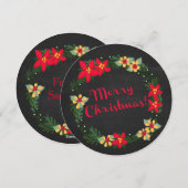 Poinsettia op Chalkboard, vrolijk kerstfeest! Rond Feestdagenkaart (Voorkant / Achterkant)