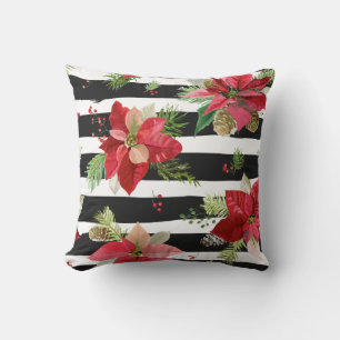 Poinsettia op het Zwarte, Witte Hoofdkussen van Kussen