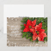 Poinsettia op Hout Business Kerstmis Feestdagenkaart (Voorkant / Achterkant)