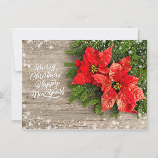 Poinsettia op Hout Business Kerstmis Feestdagenkaart