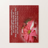 Poinsettia op rood met gedicht legpuzzel (Verticaal)