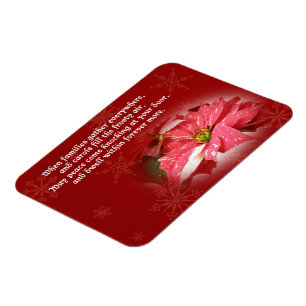 Poinsettia op rood met gedicht magneet