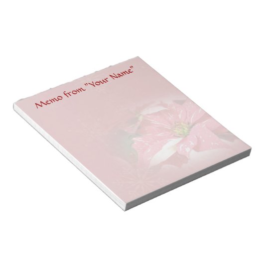 Poinsettia op rood notitieblok (Schuin)