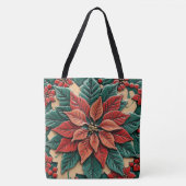 Poinsettia op rood tote bag (Voorkant)