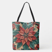 Poinsettia op rood tote bag (Achterkant)