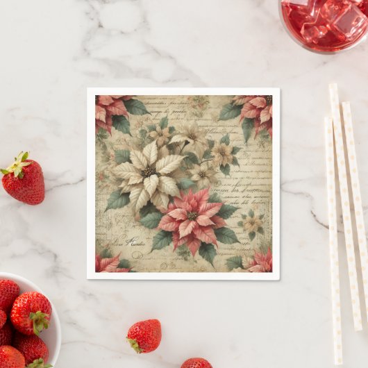  Poinsettia op Script Decoupage servetten (Insitu)