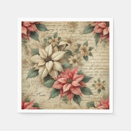Poinsettia op Script Decoupage servetten (Voorkant)