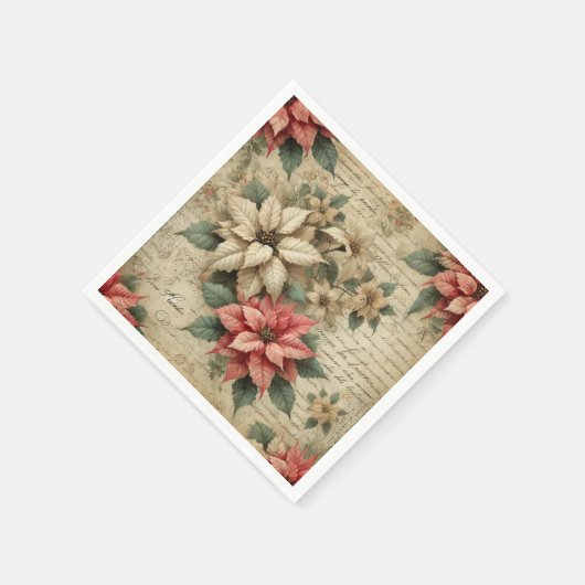  Poinsettia op Script Decoupage servetten (Hoek)