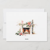 Poinsettia open haard warme kerstwensen Foto Feestdagenkaart (Achterkant)