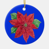 Poinsettia Ornament - Blue Background (Voorkant)
