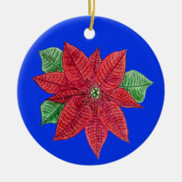 Poinsettia Ornament - Blue Background