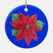 Poinsettia Ornament - Blue Background (Achterkant)