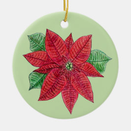 Poinsettia Ornament - Mint Background
