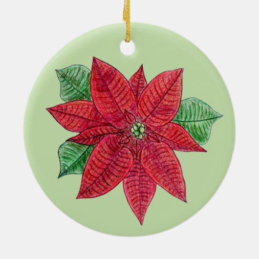 Poinsettia Ornament - Mint Background (Achterkant)