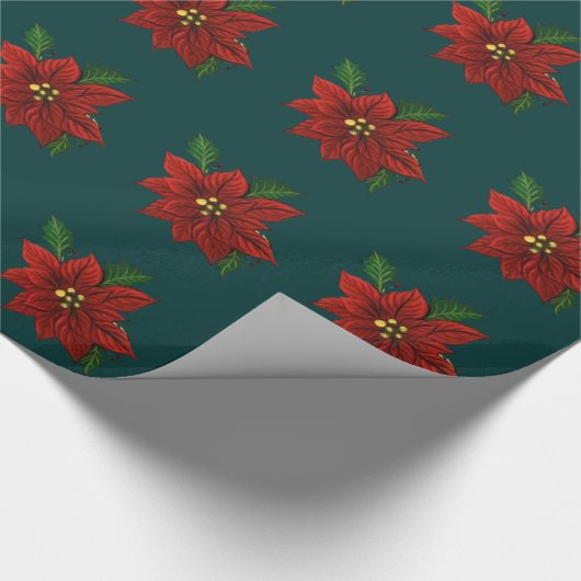 Poinsettia-pakpapier Cadeaupapier (Hoek)