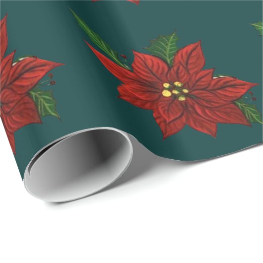 Poinsettia-pakpapier Cadeaupapier (Rol Hoek)
