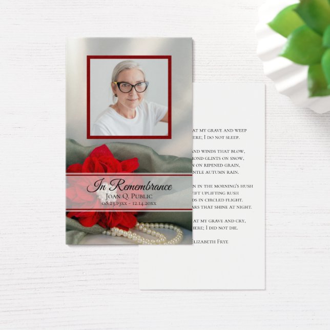 Poinsettia Parels Winter Begrafenis Gebed Visitekaartje (Bureau)