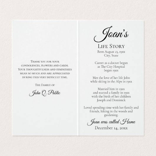 Poinsettia Parels Winter Begrafenis Gebed Visitekaartje (Binnenkant ongevouwen)