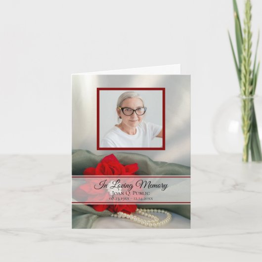 Poinsettia Parels Winter Begrafenis Memorial Sympa Bedankkaart (Voorkant)