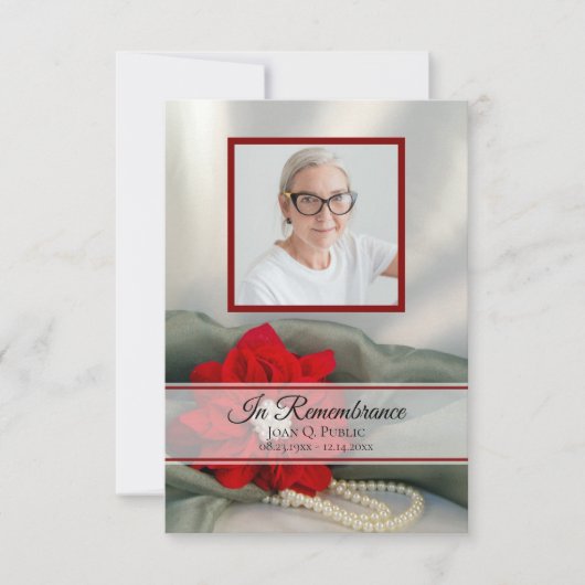 Poinsettia Parels Winter Begrafenis Memorial Sympa Bedankkaart (Voorkant)