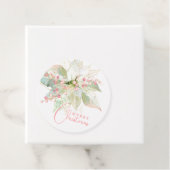 Poinsettia Pastel Roze Goud Chique Vrolijk Kerstfe Bedankjes Labels (In situ)