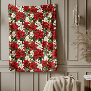 Poinsettia Patroon Dekbed Festieve Thuis Favoriet Fleece Deken