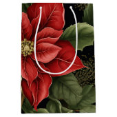  Poinsettia Patroon Kerst Medium Cadeauzakje (Voorkant)