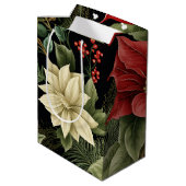  Poinsettia Patroon Kerst Medium Cadeauzakje (Achterkant Gekanteld)