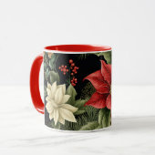 Poinsettia Patroon Kerst Mok (Voorkant links)