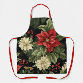 Poinsettia Patroon Kerst Schort (Voorkant)