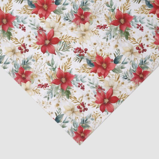 Poinsettia Patroon Kerst Tissuepapier (Detail)