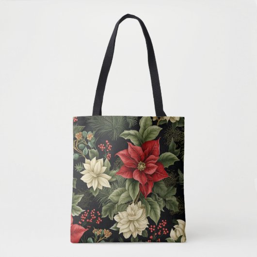  Poinsettia Patroon Kerst Tote Bag (Voorkant)