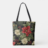  Poinsettia Patroon Kerst Tote Bag (Achterkant)