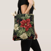  Poinsettia Patroon Kerst Tote Bag (Dichtbij)