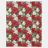 Poinsettia Pattern Blanket Festive Home Favorite Fleece Deken (Voorkant)