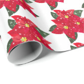 Poinsettia Pattern Cadeaupapier (Rol Hoek)