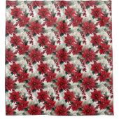 Poinsettia Pattern Curtain Classic Holiday Look Douchegordijn (Voorkant)