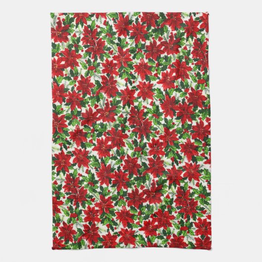 Poinsettia Pattern Kerstmis Theedoek (Verticaal)