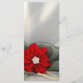 Poinsettia & Pearls Green Winter Wedding Program Programmakaart (Voorkant)