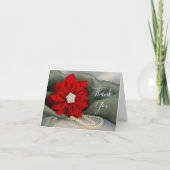 Poinsettia Pearls on Green Bridesmaid Dank u Bedankkaart (Voorkant)