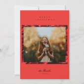 Poinsettia Petals Lijst 2 Foto Kerst Kaart (Voorkant)