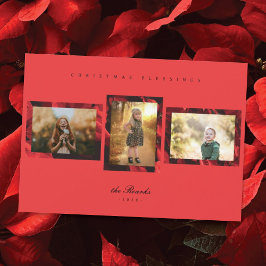 Poinsettia Petals Lijst 3 Foto Kerst Kaart