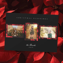 Poinsettia Petals Lijst 3 Foto Kerst Kaart