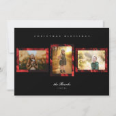 Poinsettia Petals Lijst 3 Foto Kerst Kaart (Voorkant)