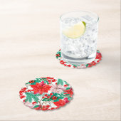 Poinsettia, Pine Boughs en Red Berries Kartonnen Onderzetters (Insitu)