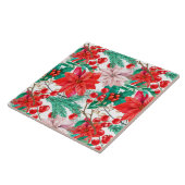 Poinsettia, Pine Boughs en Red Berries Tegeltje (Zijkant)
