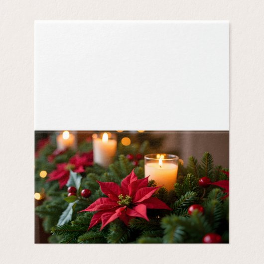 Poinsettia Pine Candles Christmas Kaart (Buitenkant ongevouwen)