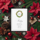 Poinsettia & Pine Christmas Wedding Charm QR-code Kaart
